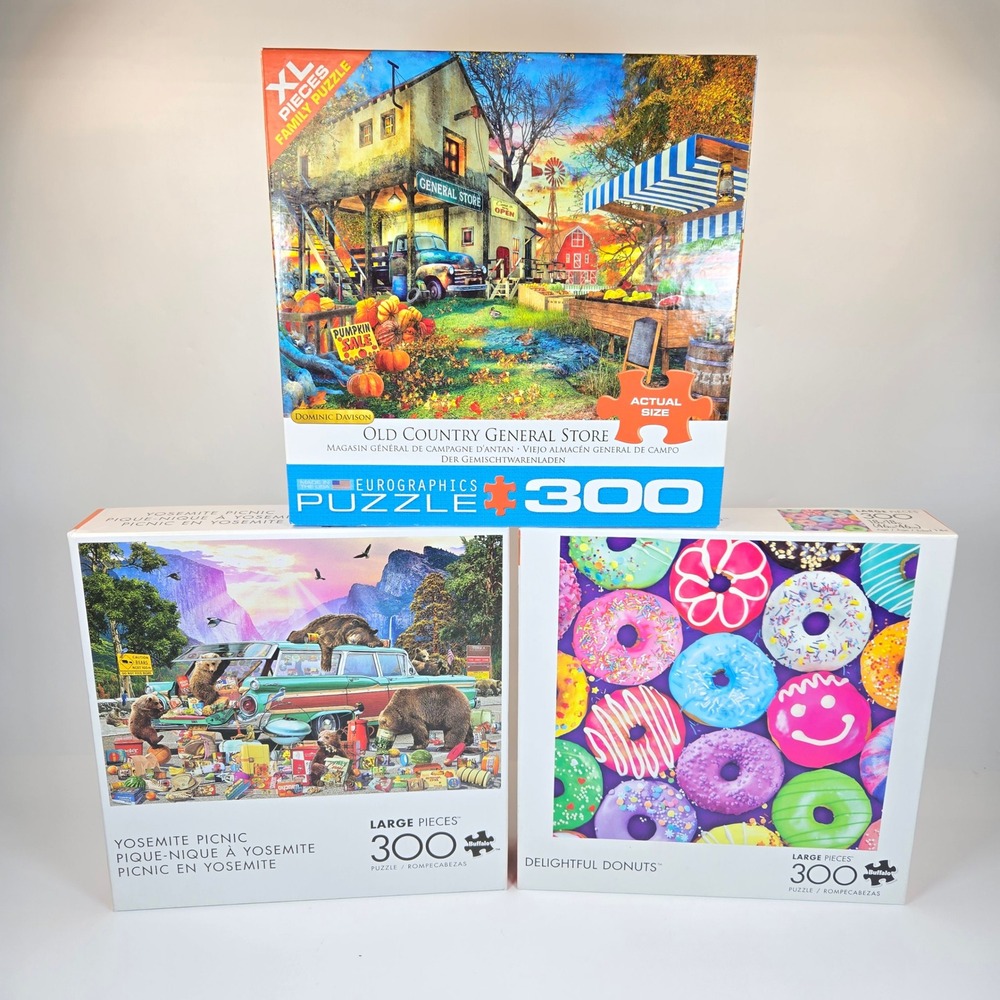 3 Jigsaw Puzzles Buffalo Games‎ Eurographics 300 Large Pieces Yosemite Donuts